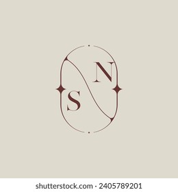 SN wedding classic in elegant monogram with high quality professional design that will print well