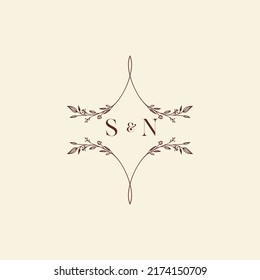 SN wedding initial logo letters in high quality professional design that will print well across any print media