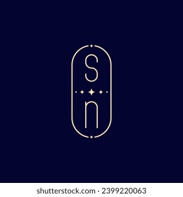 Monograma de la línea de boda de SN con un diseño profesional de alta calidad que se imprimirá en cualquier medio impreso