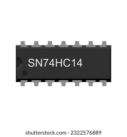 SN74HC14N IC Vector Illustration: A versatile and reliable Schmitt Trigger IC for digital signal processing applications