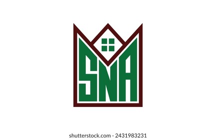 SNA initial letter real estate builders logo design vector. construction, housing, home marker, property, building, apartment, flat, compartment, business, corporate, house rent, rental, commercial