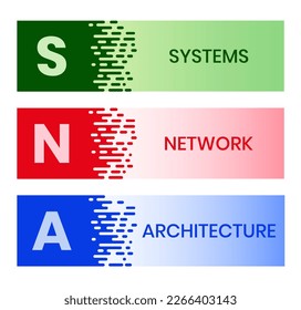 SNA - Systems Network Architecture acronym. business concept background. vector illustration concept with keywords and icons. lettering illustration with icons for web banner, flyer