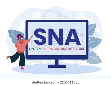 SNA - Systems Network Architecture acronym. business concept background. vector illustration concept with keywords and icons. lettering illustration with icons for web banner, flyer
