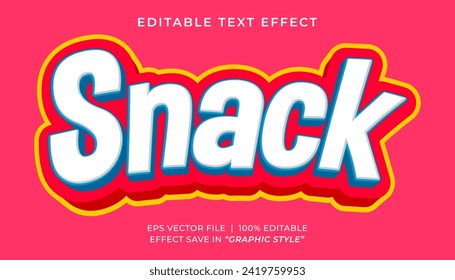 Plantilla de efecto de texto editable de Snack 3d