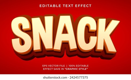 Snack 3d plantilla de efecto de texto editable