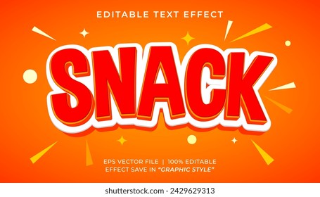 Snack 3d plantilla de efecto de texto editable