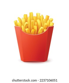 snack art design vector template stick French fries in a red bag. Fast food. Isolated Illustration