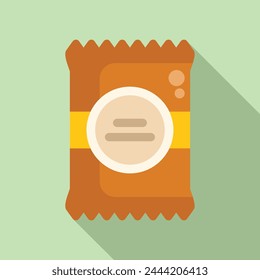 Snack bag icon flat vector. Cereal package food. Store paper plastic crisp