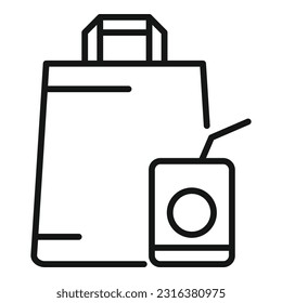 Snack bag icon outline vector. Lunch food. School lunch