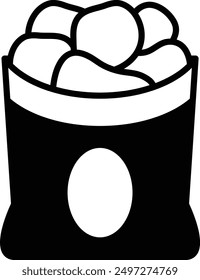 A snack bag in line icon style