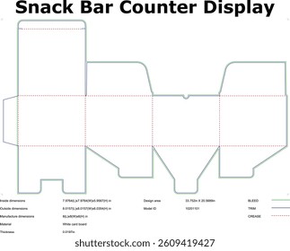 Snack Bar Display Box Die Cut Template Blueprint Design Ready For Production