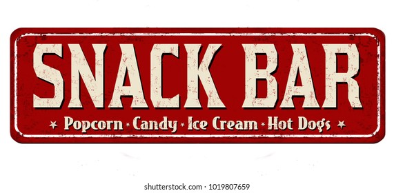 Snack Bar Vintage Rusty Metal Sign On A White Background, Vector Illustration