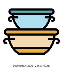 Snack boxes icon outline vector. Food pack. Plastic box color flat