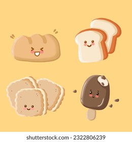 Snack Bread Cookies Biscuit Illustration Handdrawing Vector Sticker
