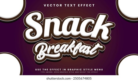 Snack Breakfast editable text effect template suitable for bakery food theme