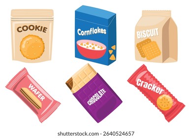 Snack and Breakfast Packaging Vector Set	
