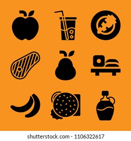 snack, bun, bunch, vegetable, carrots slices and chopped icon vector set. Flat vector design with filled icons. Designed for web and software interfaces