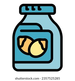Snack butter icon outline vector. Peanut jar. Cream food color flat