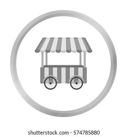 Snack cart icon in monochrome style isolated on white background. Circus symbol stock vector illustration.