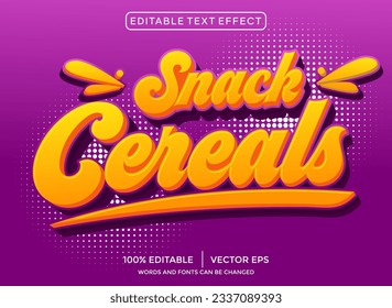 Snack cereals 3D editable text effect