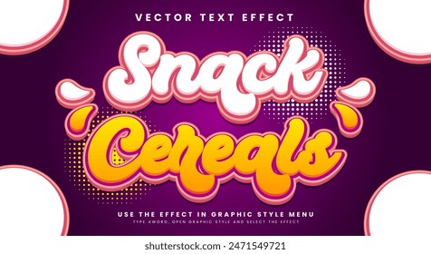 Snack Cereals 3D editable text effect Template Suitable for food promotion