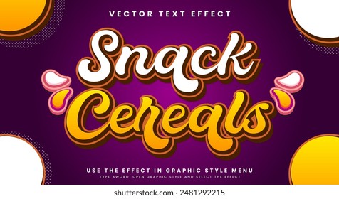 Snack Cereals editable text effect template suitable for snack theme
