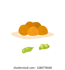 Snack with chickpeas, falafel cartoon. Hand drawing sketch vector illustration isolated on white background for poster, card, print, cool badge, packaging