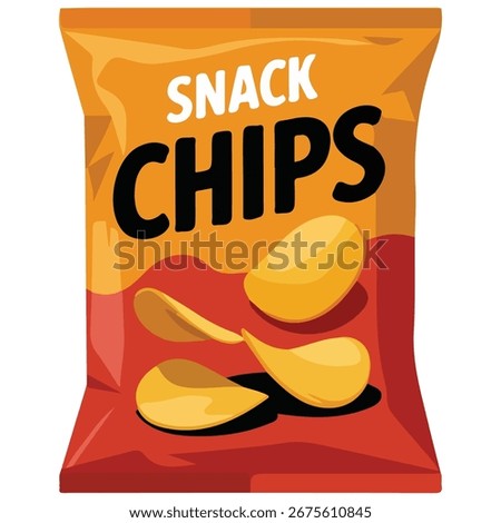 Snack chips bag packaging isolated vector illustration on white background