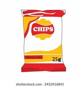 snack chips bag plastic packaging design illustration icon for food and beverage business, potato snack branding element logo vector.