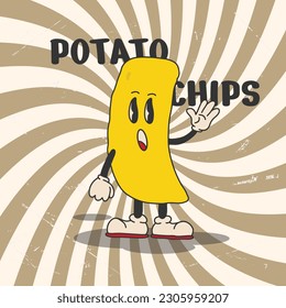 sNACK CHIPS CUTE RETRO VINTAGE CHARACTER