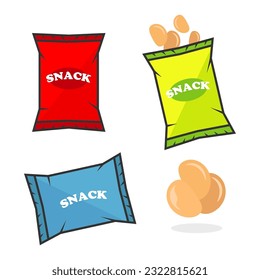 Conjunto de ilustraciones vectoriales de chips de aperitivo