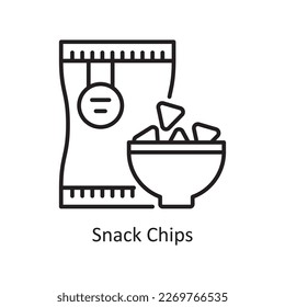 Snack Chips Vector Outline Icon Design illustration. Grocery Symbol on White background EPS 10 File