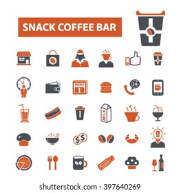 snack coffee bar icons
