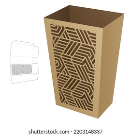 snack container with stenciled pattern die cut template and 3D mockup