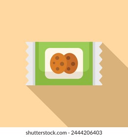 Snack cookies pack icon flat vector. Cereal food. Fast food meal package