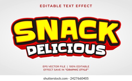 Snack deliciosa comida 3d plantilla de efecto de texto editable