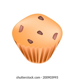 Snack and Dessert, Delicious Thai Homemade Cupcake Muffin with Raisins Isolated on White Background. 