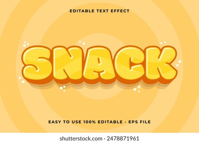 snack Editable text effect 3d Trendy Cartoon template style cute vector