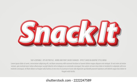 Snack editable text effect template with 3d style use for logo and business brand