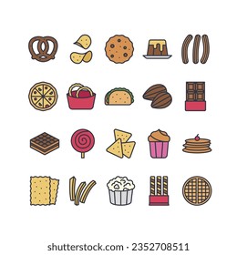 Snack Filled outline icon set