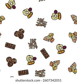snack food drink sweet vector seamless pattern thin line illustration