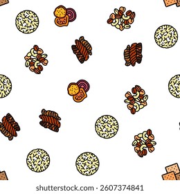 snack food drink sweet vector seamless pattern thin line illustration