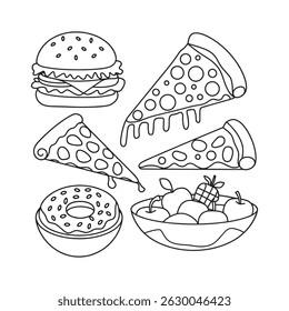 Snack food outline vector illustration design