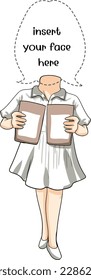 snack girl dress cartoon character fot you caricature
