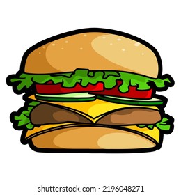 Ilustración vectorial editable de hamburguesa de aperitivo
