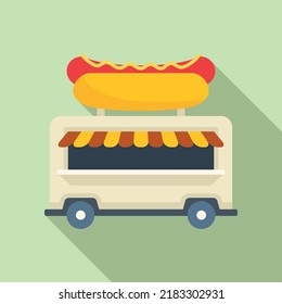 Snack hot dog icon flat vector. Cart food. Store market