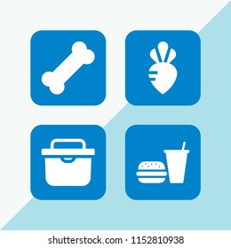 snack icon. 4 snack set with burger, vegetarian, dog bone and picnic vector icons for web and mobile app