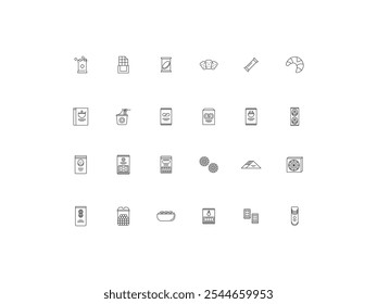 Snack icon set, design, vector illustration