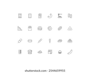 Snack icon set, design, vector illustration