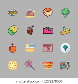 snack icon set. vector set about broccoli, pizza, diners club and wrapper icons set.